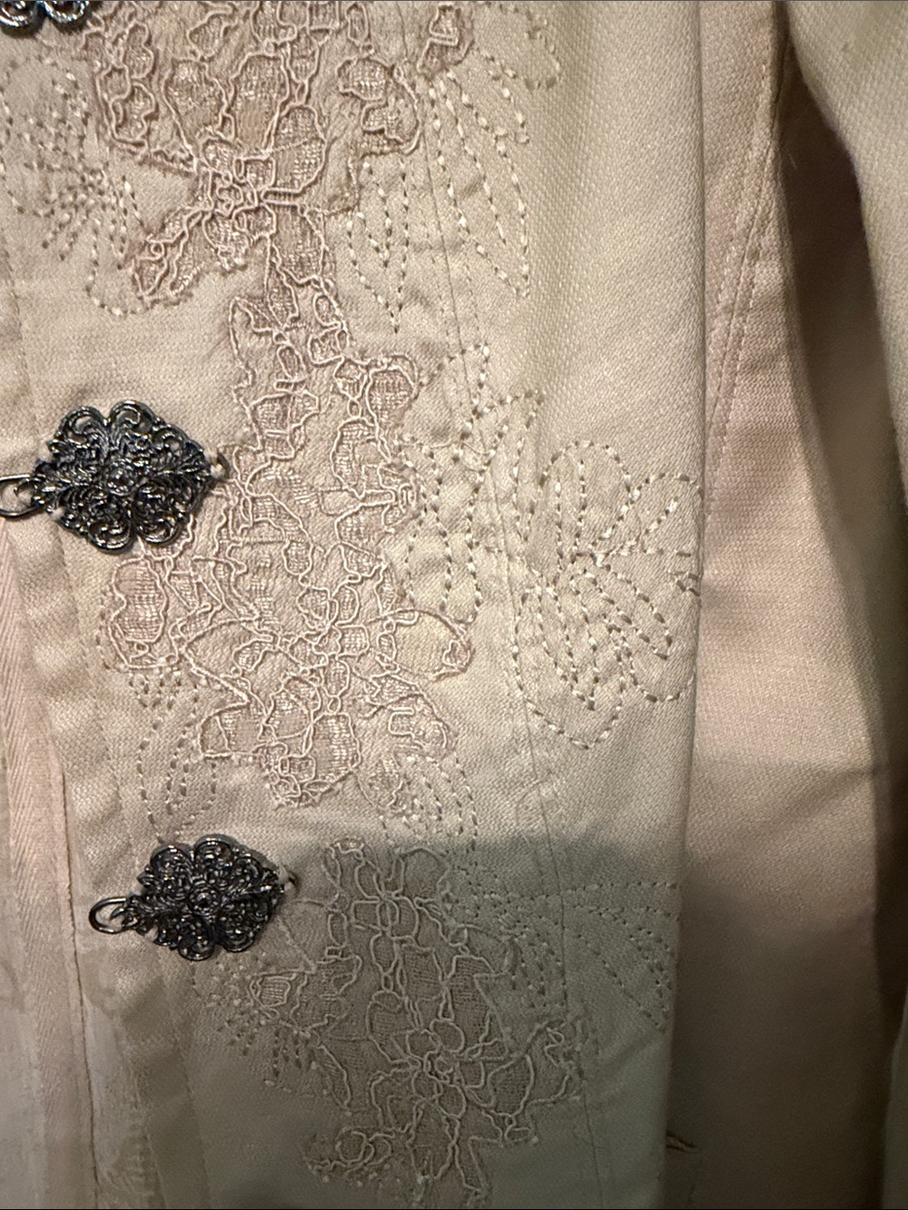 Peter Nygard Linen Blend Cream Embroidered Toggle Jacket Plus Size 14 - Picture 10 of 12